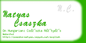 matyas csaszka business card